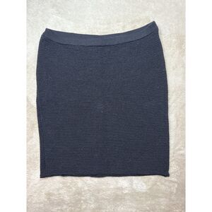 Eileen Fisher Ribbed Wool Knit Pencil Skirt Black Womens Small